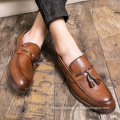 New fashion business casual slip-on brown tassels plain loafer men shoes leather,mens leather loafers shoes,men's loafer shoes